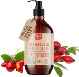 QKnatur - Huile de Rose Musquée 100 Naturel Bio Vegan - 250 ml - Cicatrices et Vergetures - Anti-rides Anti-âge - BIO - Pressée à Froid